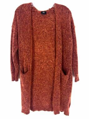 Line Size S Or/Rd/Yw Variegated Wool Blend Designer Cardigan